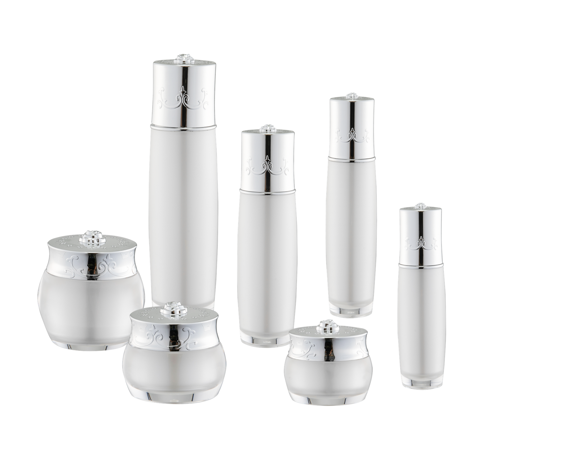 KR-4002 Akrylflaska och burk hudvård akrylgräddebehållare förpackningsflaskeset för kosmetika